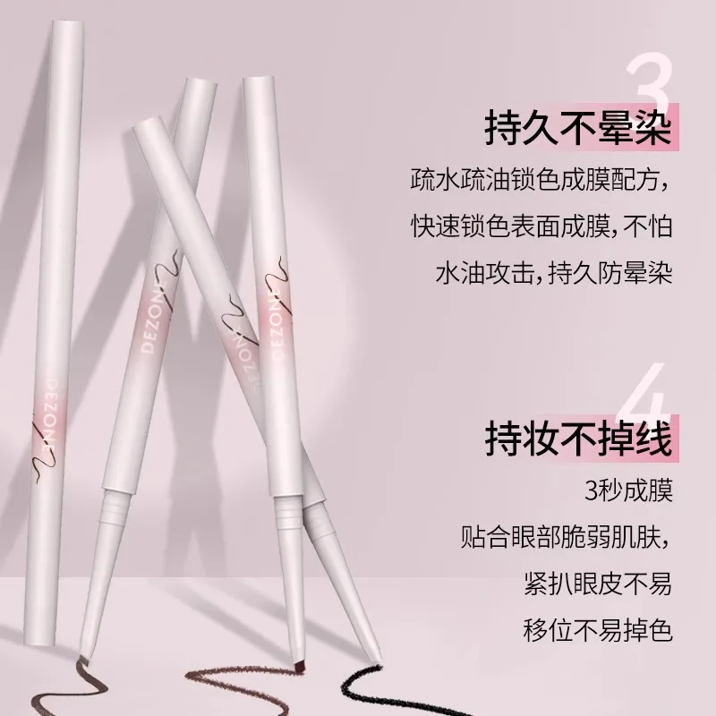 DEZONE stylo eyeliner couleur des yeux soyeux tête plate eyeliner gel stylo soyeux ultra-fin avec brosse à lame intégrée