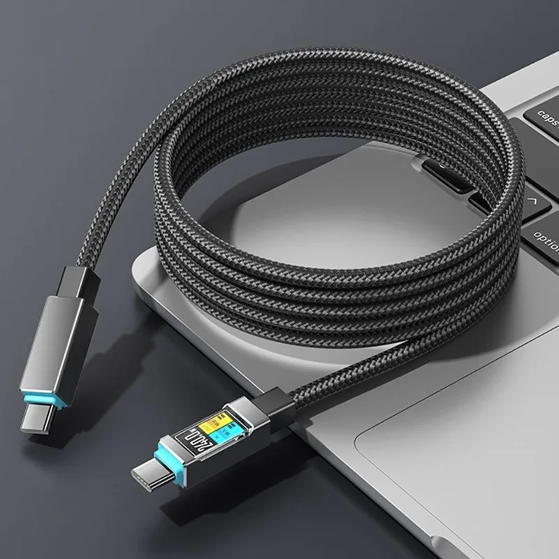 240W USB-C to USB C Cable LED Digital Display PD3.1 Fast Charging Type-C to Type C Cable For Macbook iPhone 17 16 15Pro Max