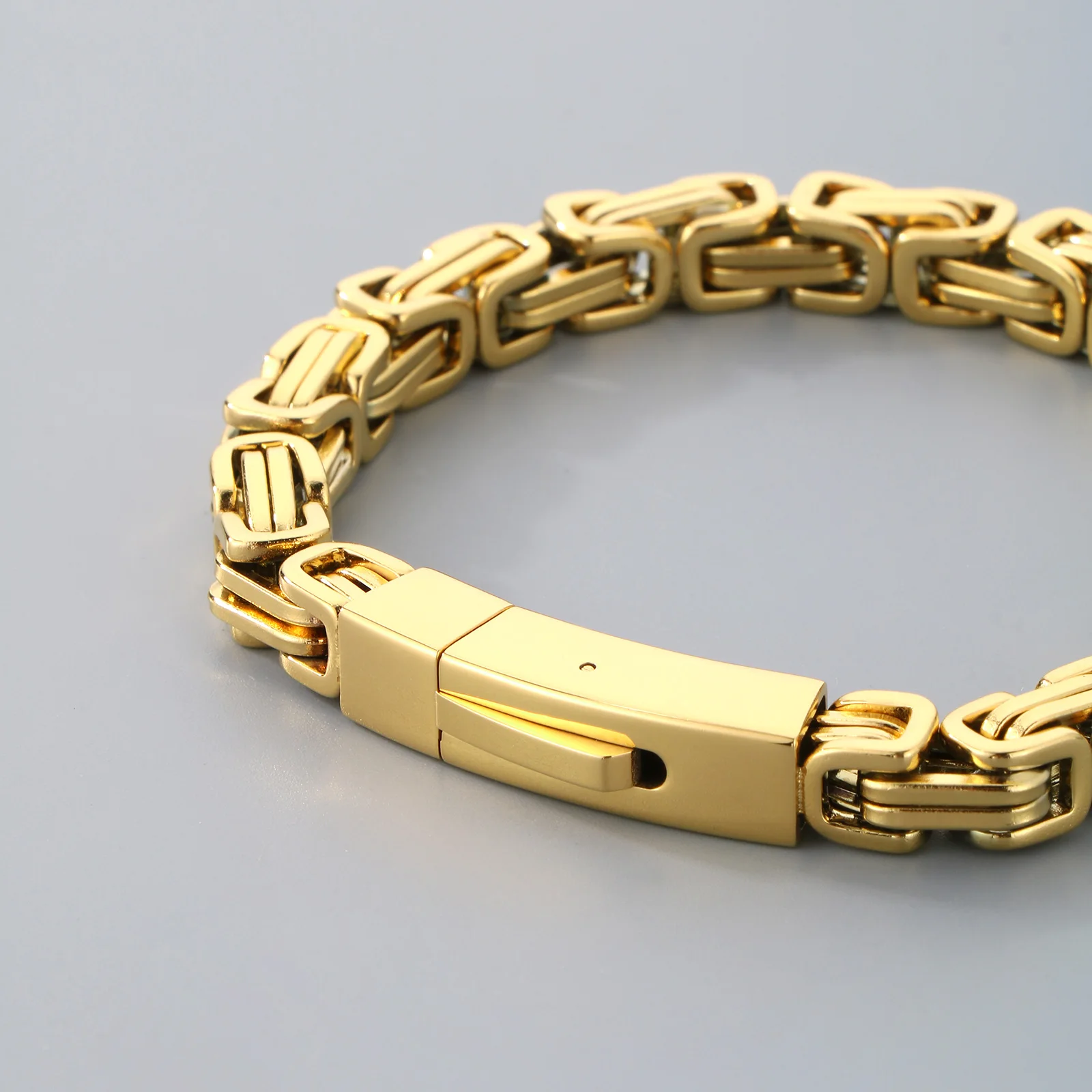 7mm Byzantine Royal Chain Bracelet - Stainless Steel Double Link Chain Bracelet - KB98361-K