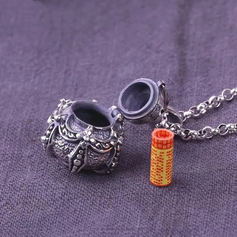 Retro Taishang Laojun Alchemy Furnace Openable Pendant Ga Cang Bottle Necklace Trendy Jewelry for Men and Women