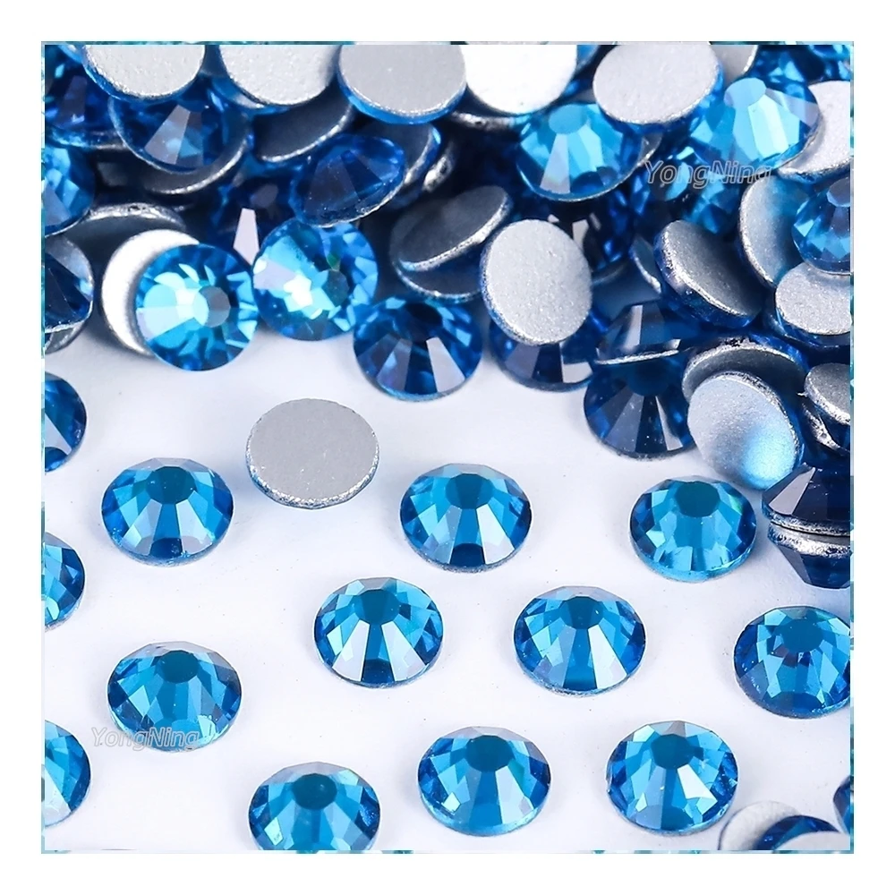 

Capri Blue ss3-ss30 sparkling Art nail flat back Non Hot Fix rhinestones crystal strass diamond glitter stone for DIY garment