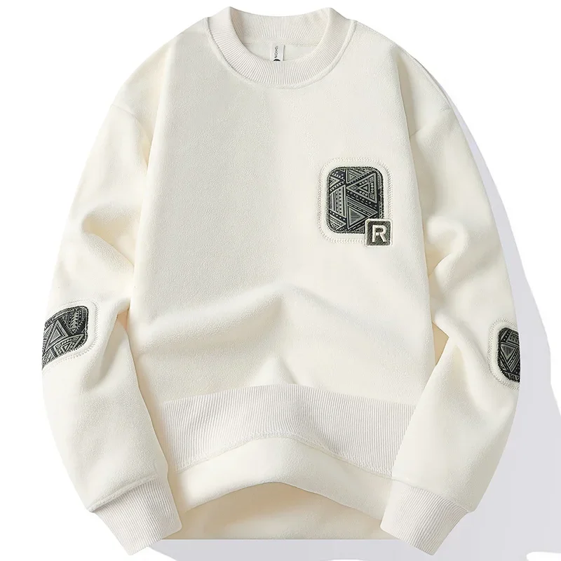 

LIBIELIY Men's Fashion Thick Hoodie Embroidery Pullover Fleece Lined Men's Winter Clothes Elegant Luxury Brand White Green Pullo
