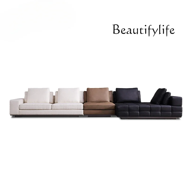 M Italian Light Luxury/first Layer Cowhide/large Apartment Straight Row Combination Corner Sofa/all Leather