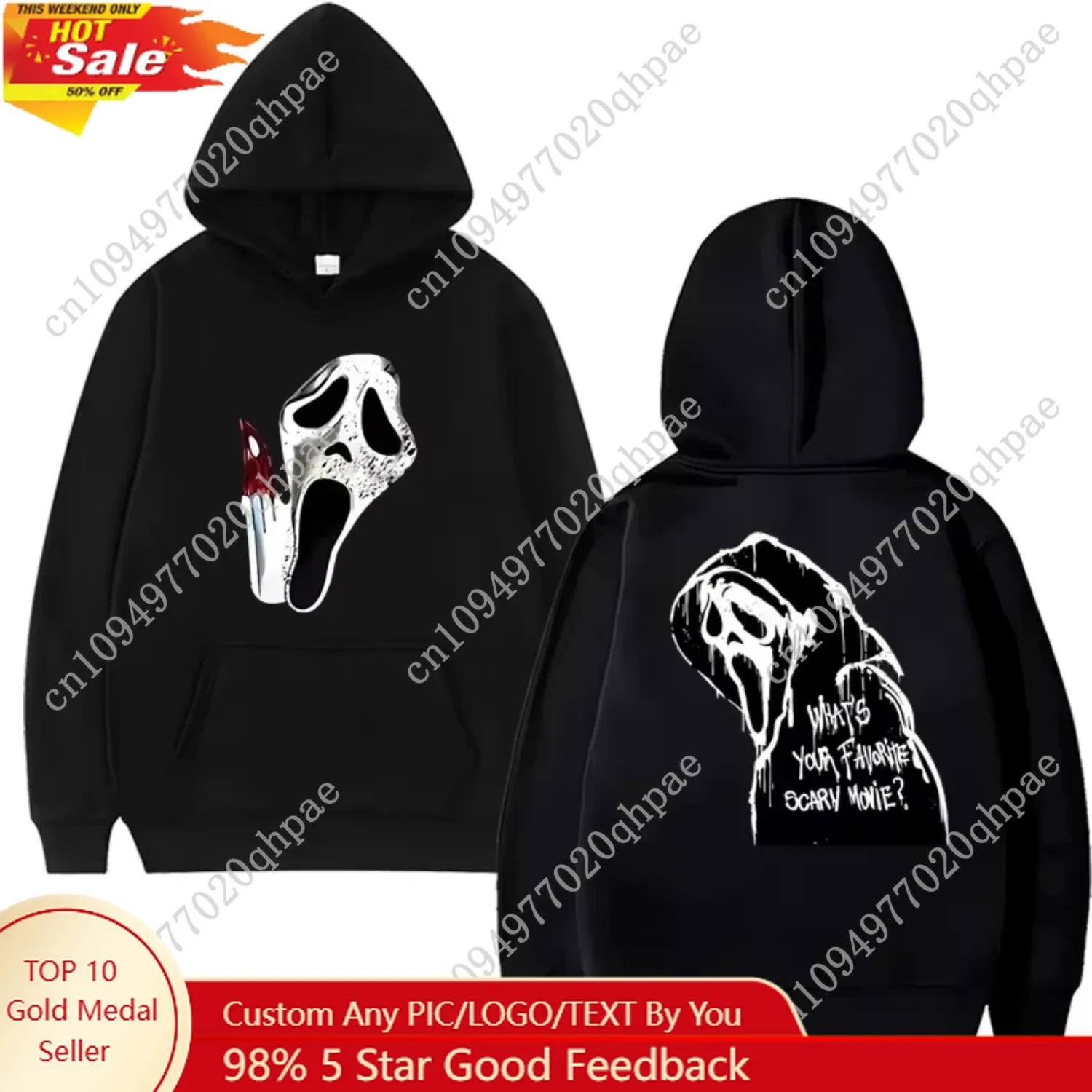 

2025 New in gothic Double Sided printed streetwear Men women VI Ghostface Graphic Hoodie Unisex Fleece Long sleeve Sweatshirts