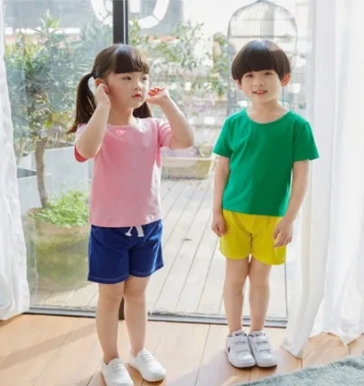 V-TREE Summer Boys Shorts Candy Color Sports Shorts For Girls Cotton Children Casual Shorts Kids Beach Shorts