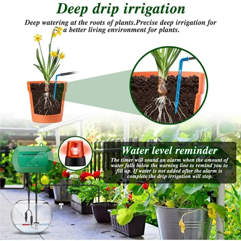 DIY Timed Watering Device 6V 2W Solar Powered Intelligent Irrigation Kit For Potted Plants With 1800Mah Battery