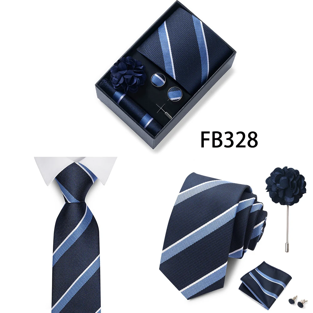Luxuriöse Mode-Geschenkbox für Herren, 8 cm, Krawatten-Sets, Krawatte, Taschentuch, Manschettenknöpfe, Clip-Brosche-Set, goldener Druck, passend für Hochzeit – Detail 11