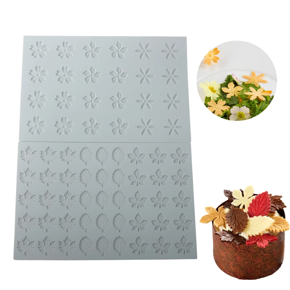 Molde de silicona para hueso de pescado, tapete de encaje para Fondant, flor de hoja de arce, gasificación Molecular, molde para hornear crujiente de Chocolate