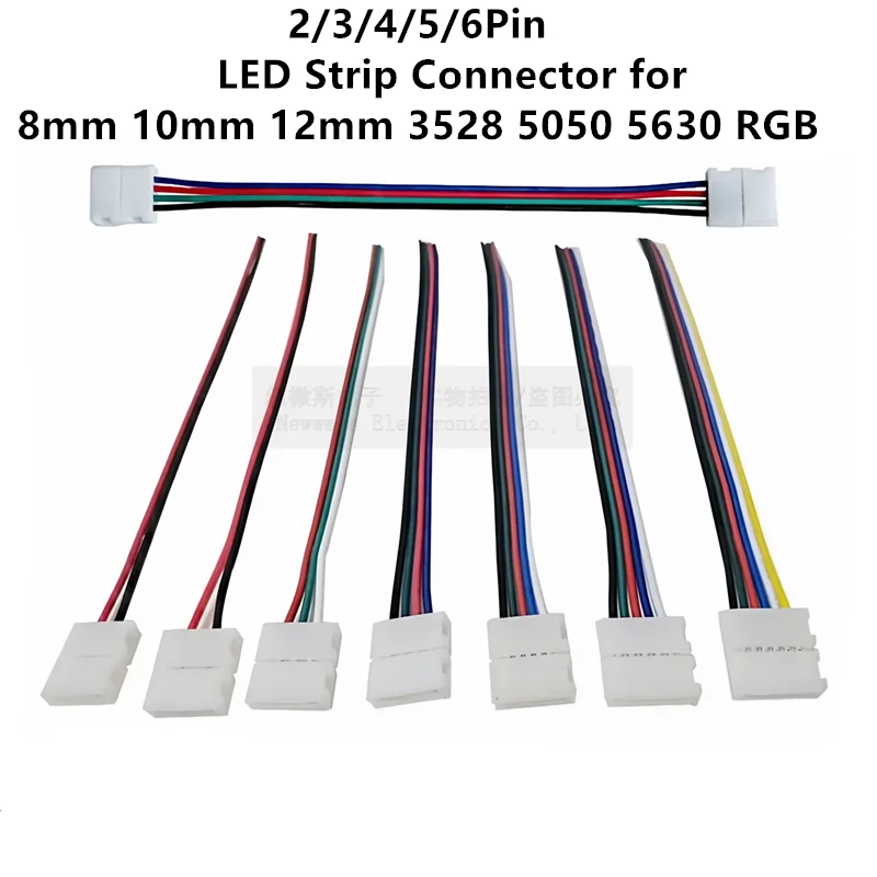10Pcs 2/3/4/5/6 Pin LED Strip Connector for 8mm 10mm 12mm 3528 5050 5630 RGB RGBW IP20 Non-waterproof LED Tape Light to Wire