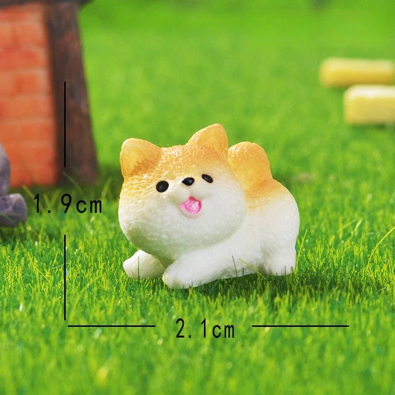 12pcs Cute Mini Small Dog Animal Decoration Resin Craft Miniature Figure Tiny for Bonsai Microlandscape Fairy Garden Decor