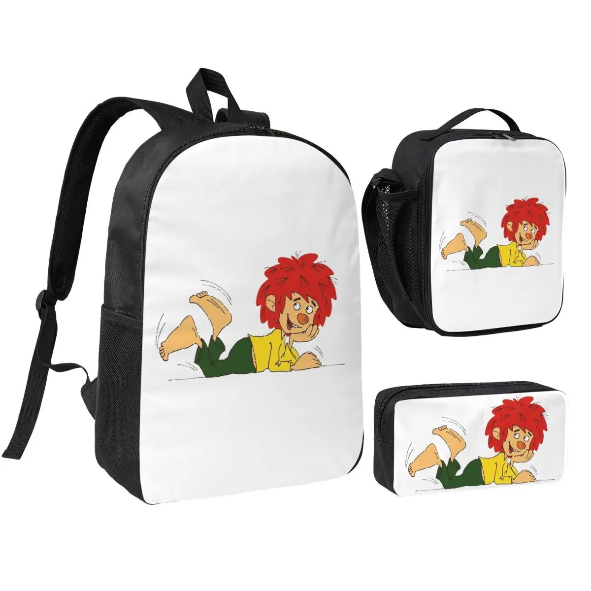 

Pumuckl Backpack Student Boys Girls BookBag School Bag Computer Shoulder Bags 3ps Insulated Lunch Bag Pencil Case