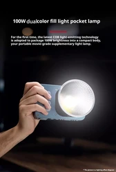 Photographic Lighting S100 100W Camera Dual Color COB Fill Lights For Outdoor LED PUBLIC PHOTOGRAPHY Portable Light for Photo