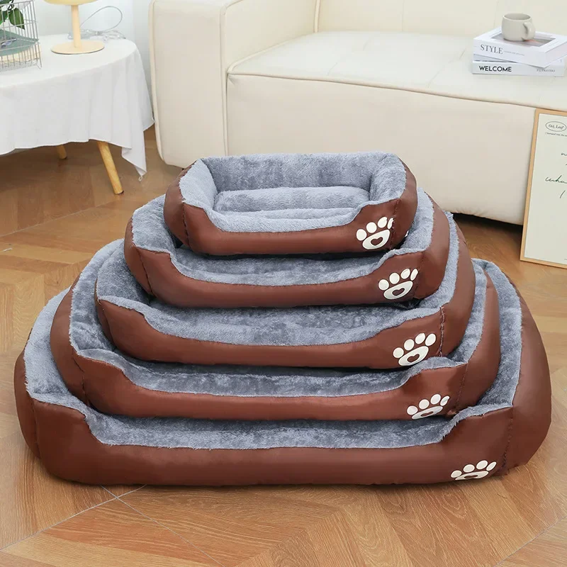 Four Seasons Universal paw Print dog House Square large and small pet bed mat bottom non-slip Oxford cloth short plush pet house