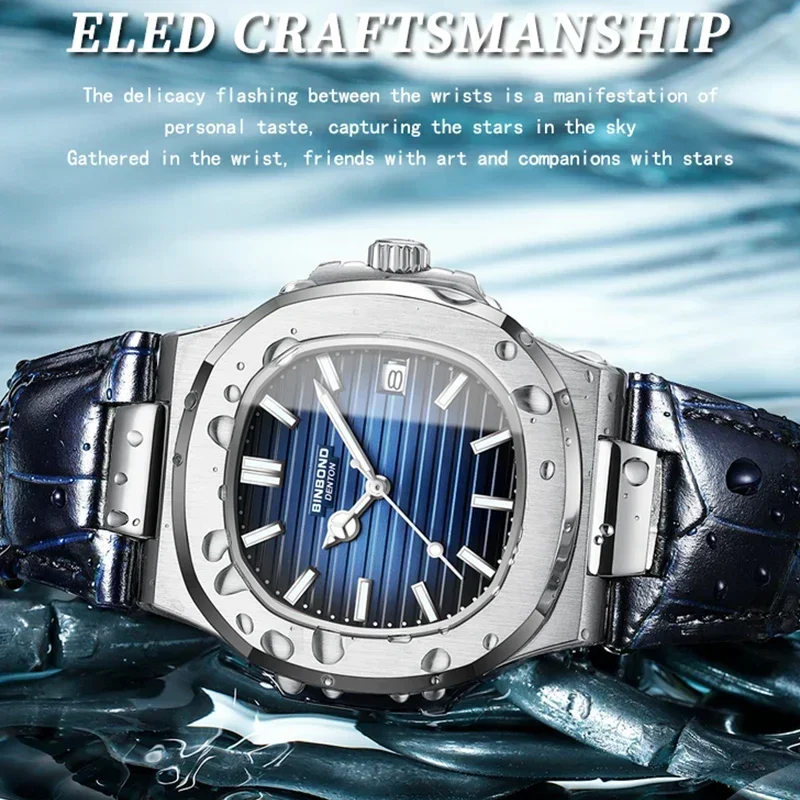 Nieuwe Business Lederen Casual Man Mode Quartz Horloges Vierkante Klok Mannen Luxe Horloge Automatische Horloges Heren Reloj Hombre