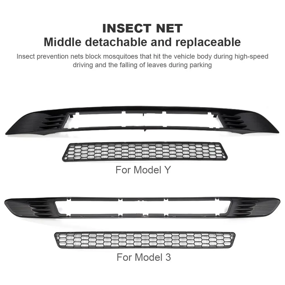 Verwijderbare Auto Insectenpreventie Net Voor Tesla Model 3/Y Anti-Insect Front Mesh Gesp Installatie Auto Bumper Mesh Masker