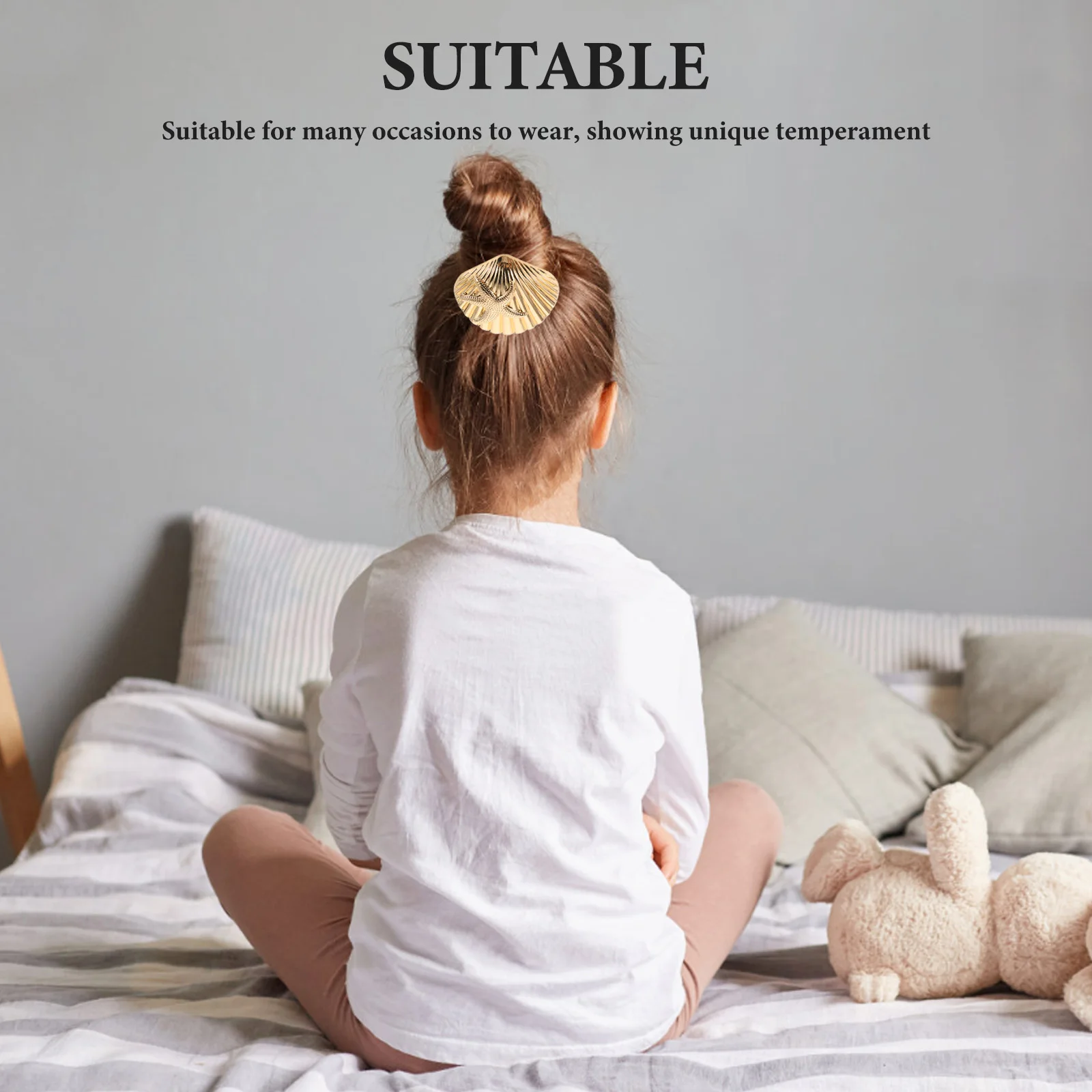 

2 Pcs Elasticity Retro Hair Rope Miss Seashells Metal Scrunchies for Thick