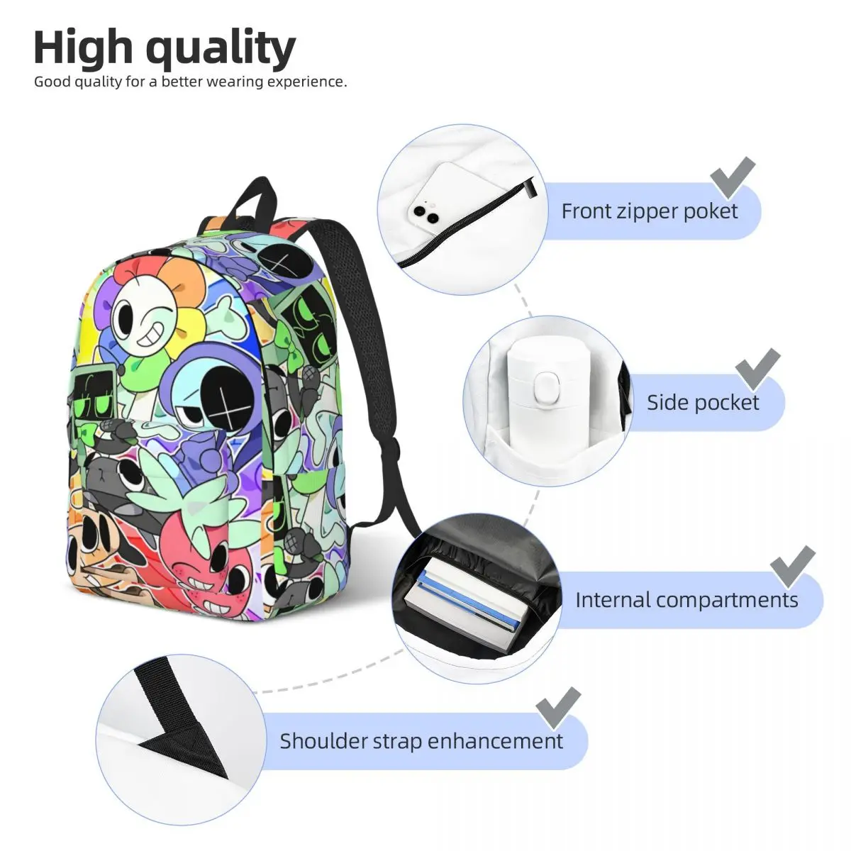 Dandys World Backpack for Men Women Fashion Student Business Daypack Cartoon College Canvas Bags Gift