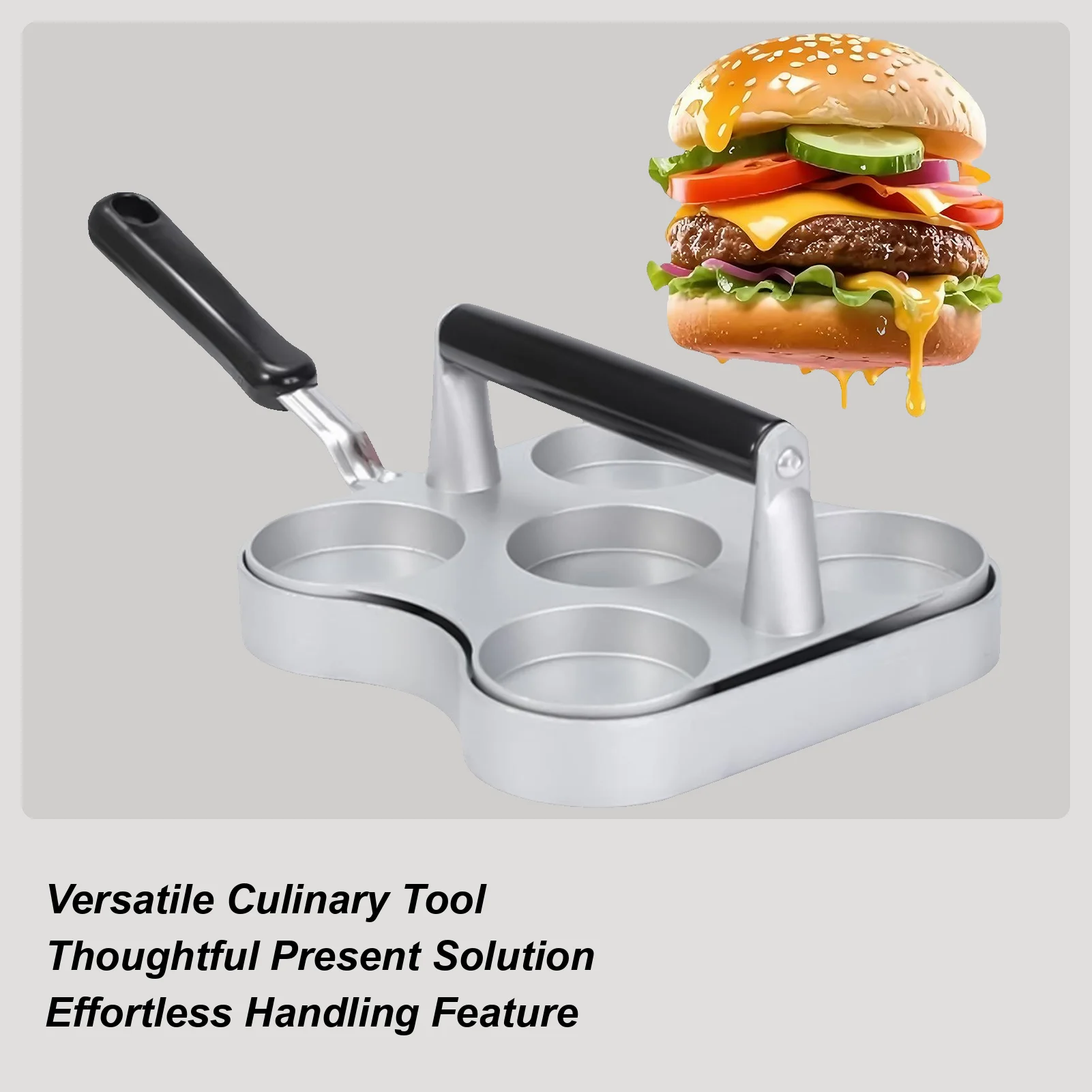 Burger Patty Maker 5-Grid Heavy-Duty Non-Stick Grill Press Smasher Burger Smasher Patty Maker Tool For Kitchen Cookouts