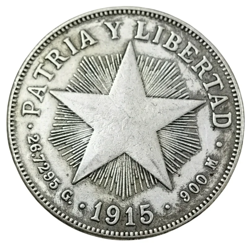 1915 Cuba 1 Peso Silver Plated Copy Coin