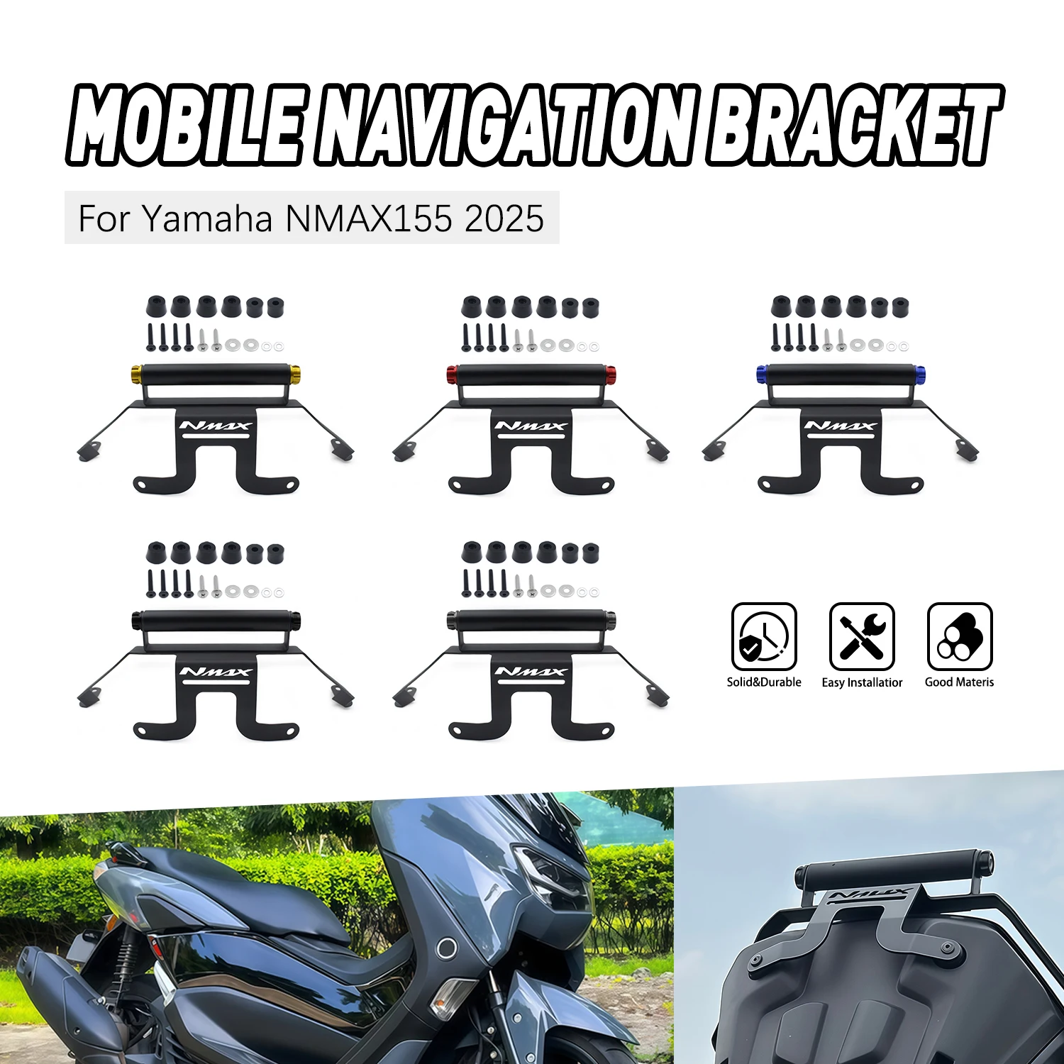 

Motorcycle CNC Navigation Bracket GPS Mobile Phone Holder Adjustable Support For YAMAHA NMAX 155 2025