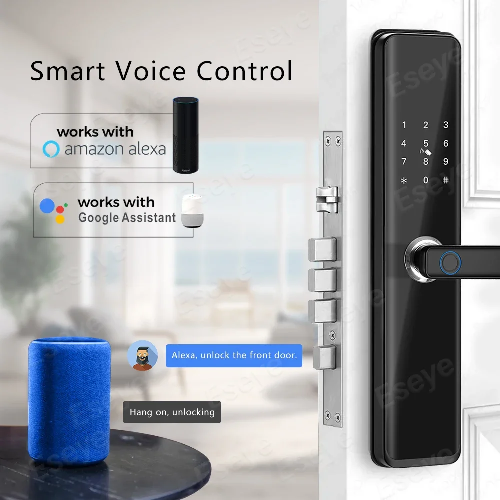 Eseye Smartlock alexa cerradura de seguridad puerta inteligente con wifi para exterior cerradura inteligente con wifi