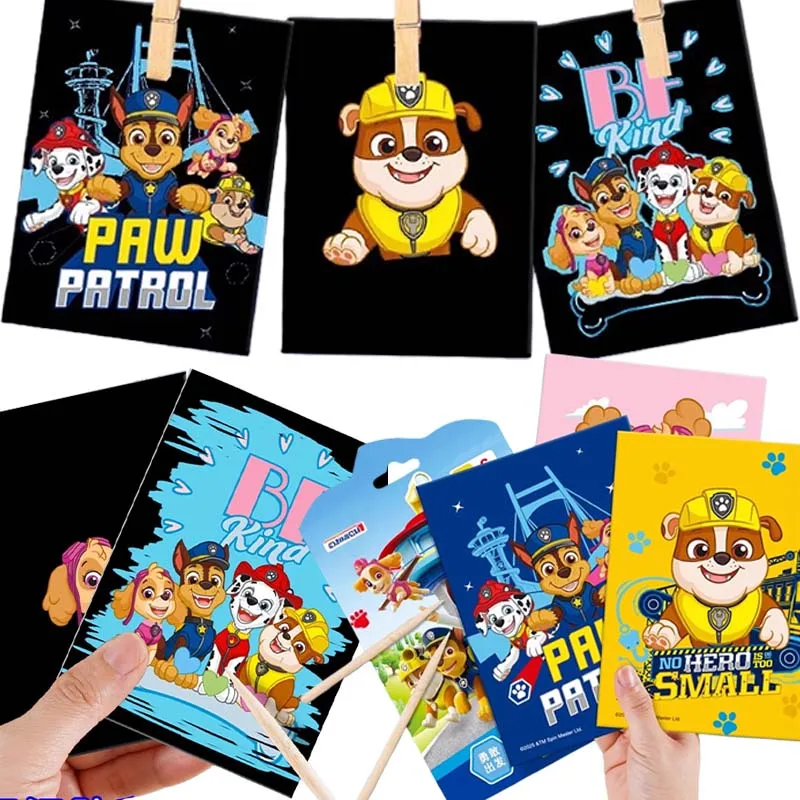 

Paw Patrol Scratch Painting Colorful Drawing Toys Children DIY Paper Cartoon Art Supplies Handmade Graffiti Kid Birthday Gifts