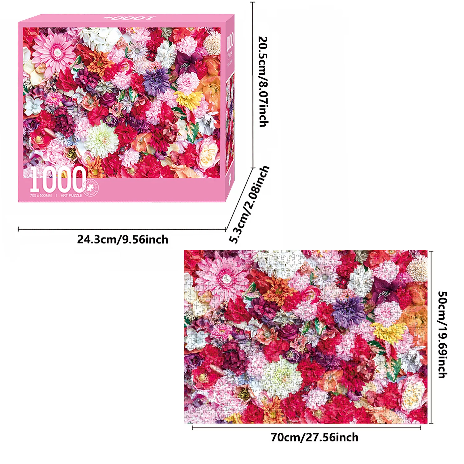 1000 Pieces Colorful Floral Jigsaw Puzzles for Adults Home Decor Games Family Fun Floor Puzzles Educational Toys for Kids