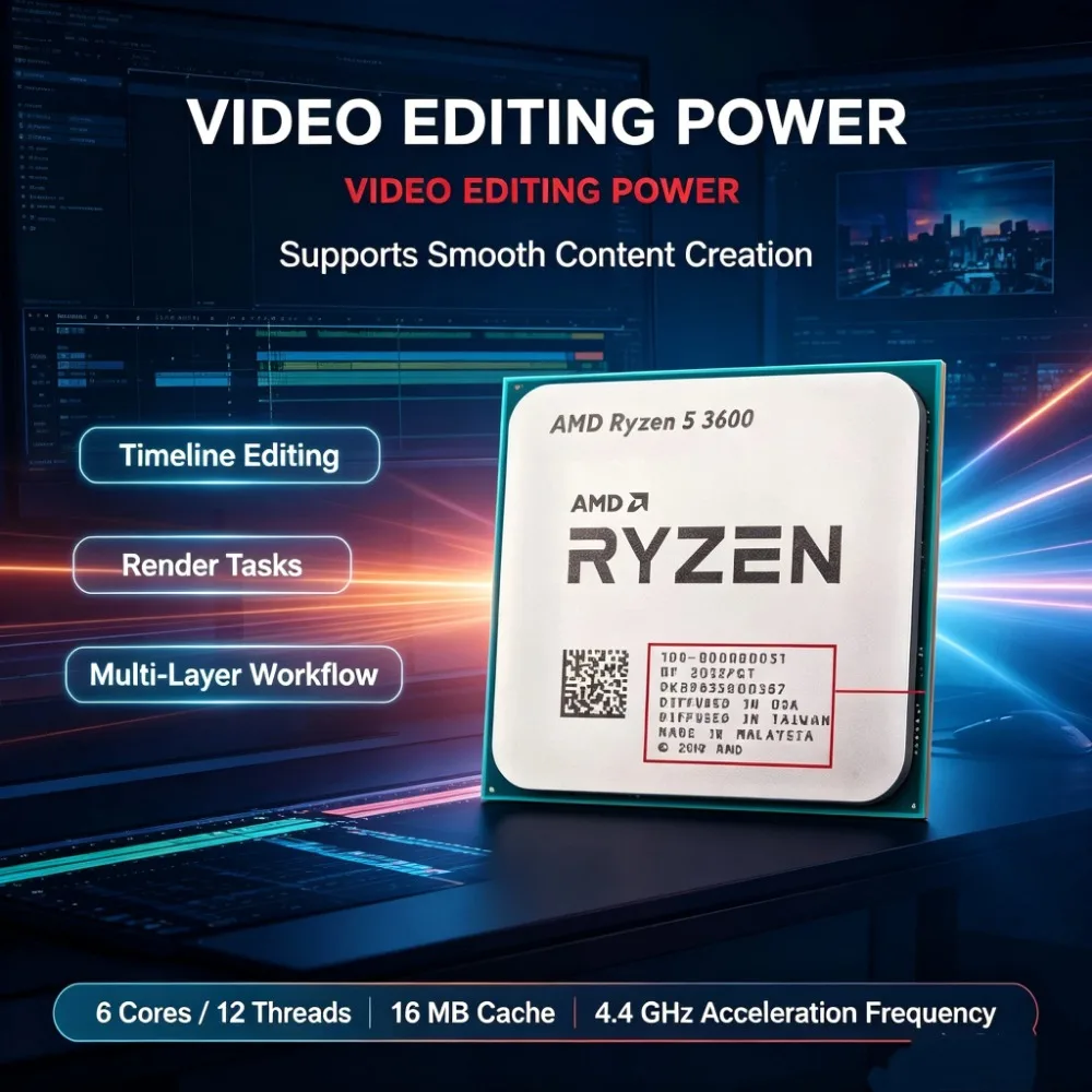AMD Ryzen 5 3600 R5 3600 AM4 Gaming CPU 6C12T Up To 4.4GHz Unlocked Desktop Processor Bulk Without Package L3=32M Socket