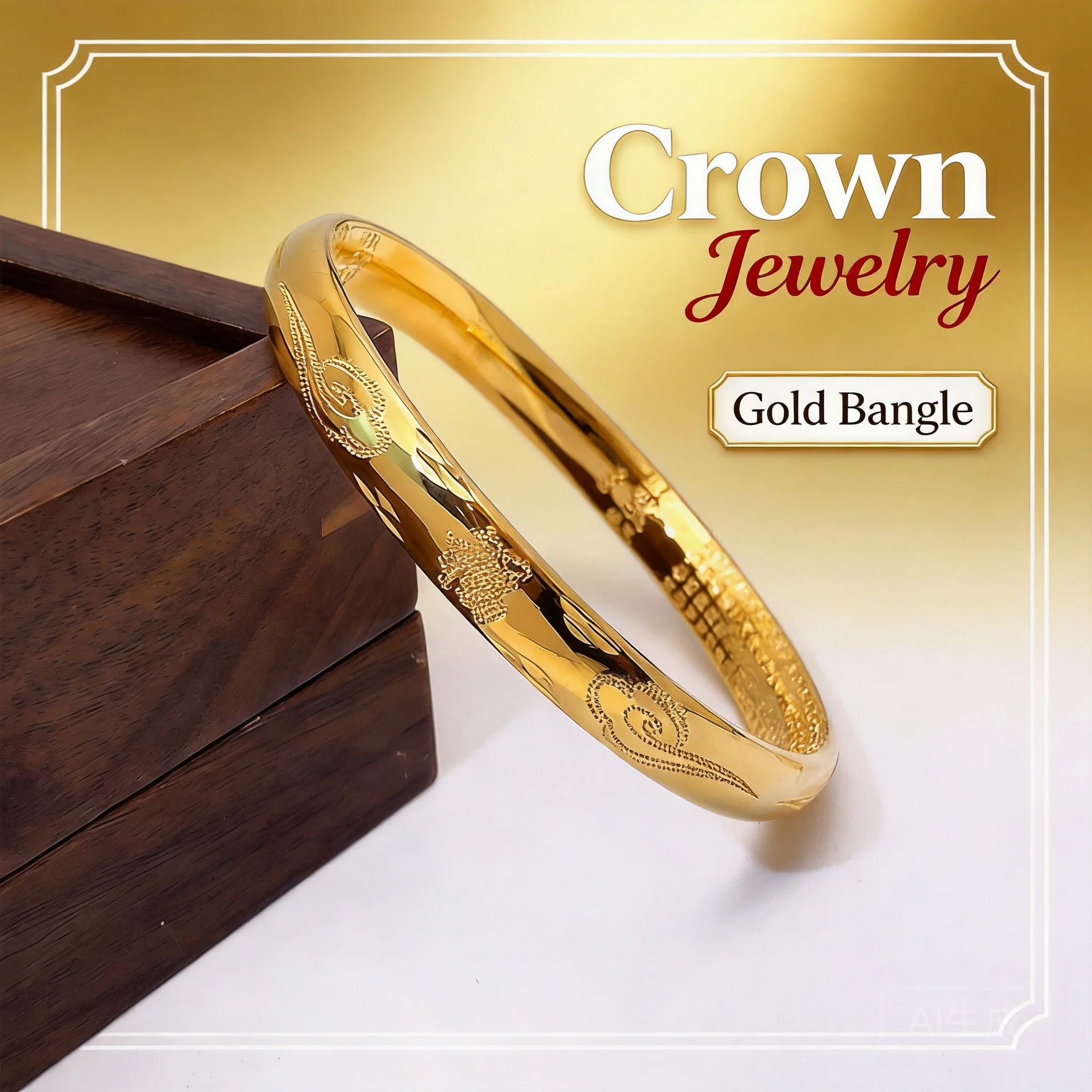 

2026 Women's Shiny Gold Plated Brass Bangle Chinese Style Auspicious Cloud Fu Character Heart Sutra Engraved Same Color Inside