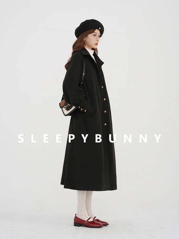 Retro Elegant Black Duffle Coat Women Winter Hepburn Style Mid-Length Overcoat Petite Classic Warm Duffle Jacket Outerwear 2025