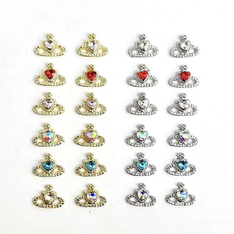 10 stücke Metall legierung Nail Art Charms Gold Silber Krone Strass Nail Art Dekorationen Handwerk Zubehör Schmuck machen Hairwwar