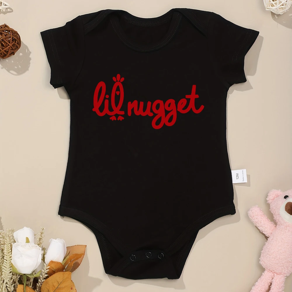 Lil Nugget baju terusan bayi lucu, Jumpsuit katun longgar bersirkulasi kasual luar ruangan lengan pendek musim panas untuk anak laki-laki