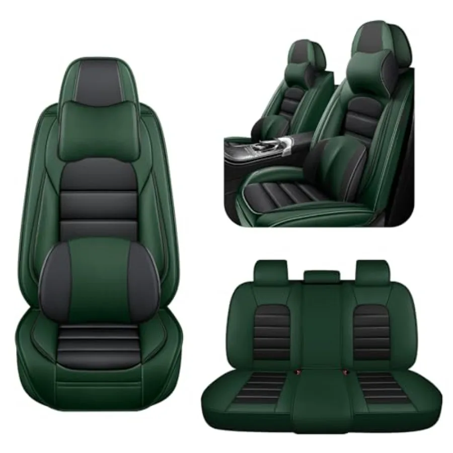 

Комплект из 5 чехлов для автомобильных сидений Jeep Cherokee 1978-2026: дышащие, водонепроницаемые, из кожи, с комфортными подушками для подголовников (модель А)