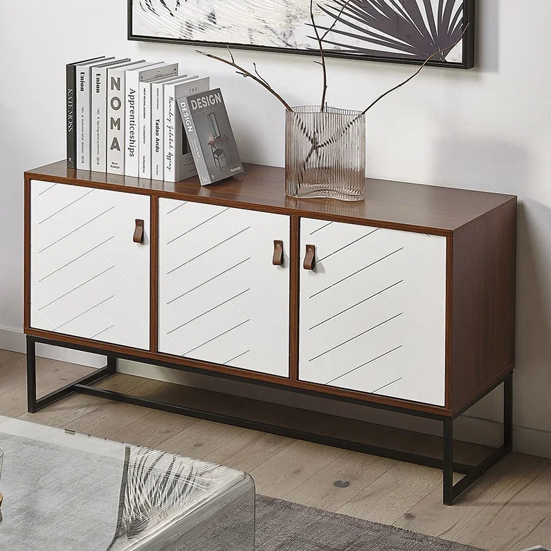 Contemporary 3-Door Wood Sideboard Cabinet for Living Room Buffet Storage Unit for Apartment Wine Cellar Supermarket Use