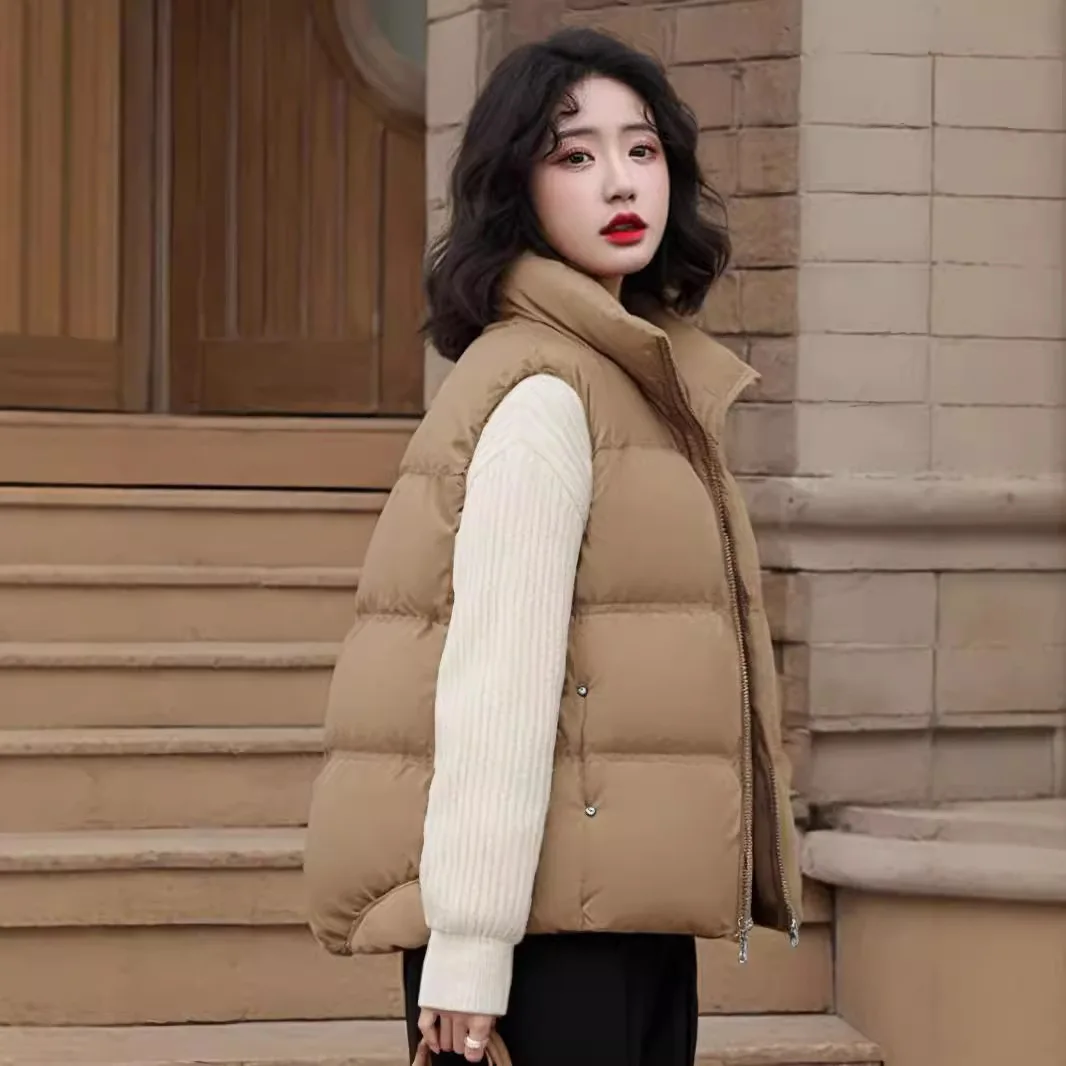 2025, neue Winter-Damen-Pufferjacke mit Hornknopf, lockere Passform, Baumwollmantel, koreanischer Stil, abgeschnittene gepolsterte Jacke, verdickte Jacke