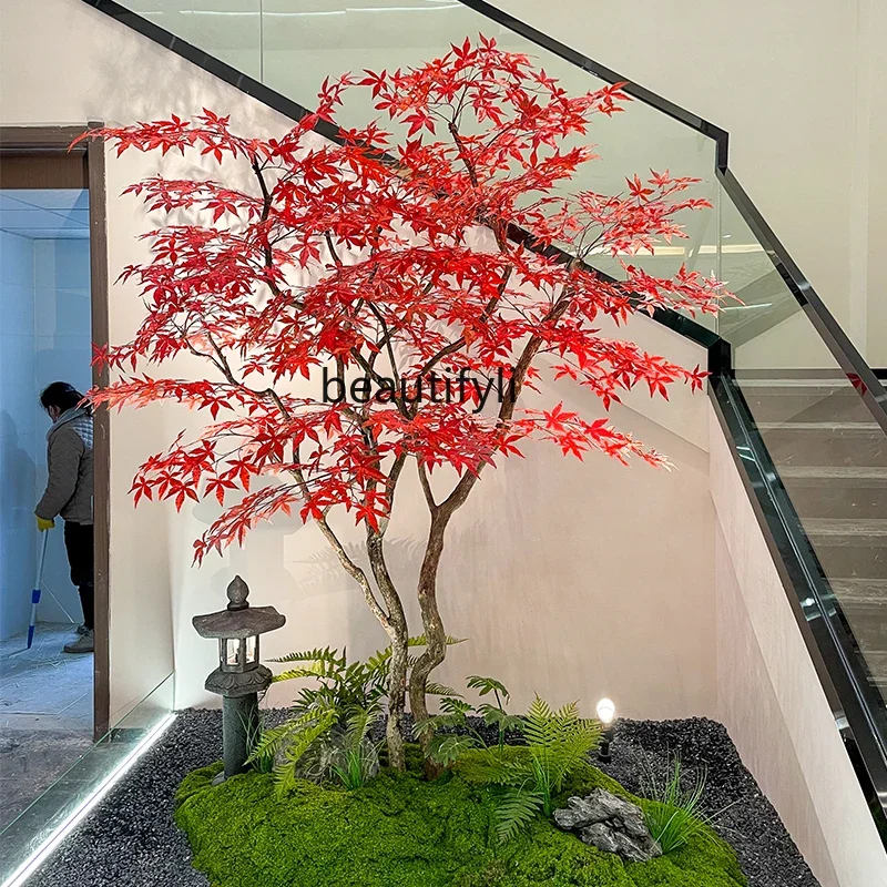 

Artificial Maple Tree Red Maple Hotel Green Plant Fake Trees Floor Simple Decorative Landscaping