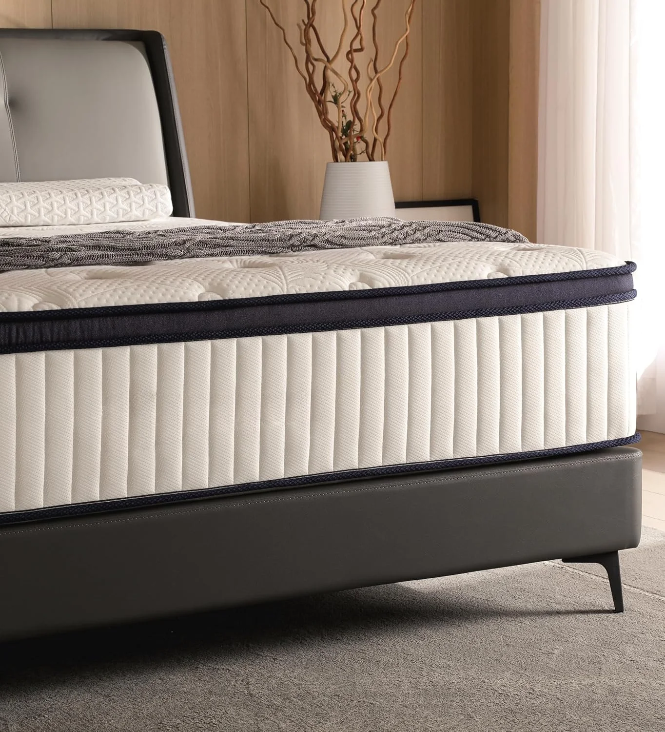 Matelas Hybride Blanc en Mousse à Mémoire de Forme de 14 Pouces, Lit King, avec Poche à Ressort, dans une Boîte, pour les Instituts de Pression de Soutien au Sommeil