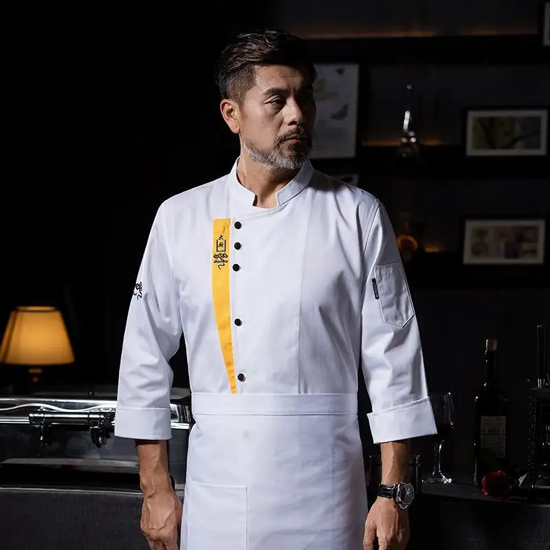 

Рабочая одежда для поваров отелей на осень и зиму, униформа с длинными и короткими рукавами для кухонного персонала в ресторанах и столовых.
