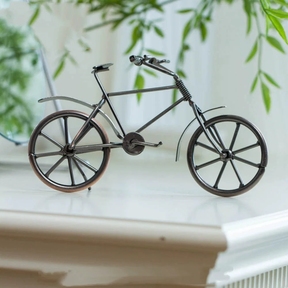 Iron Art Mini Bicycle Model Tourism Nostalgia Crafts Retro Living Room Entrance Office Desktop Decoration Decorative Figurines