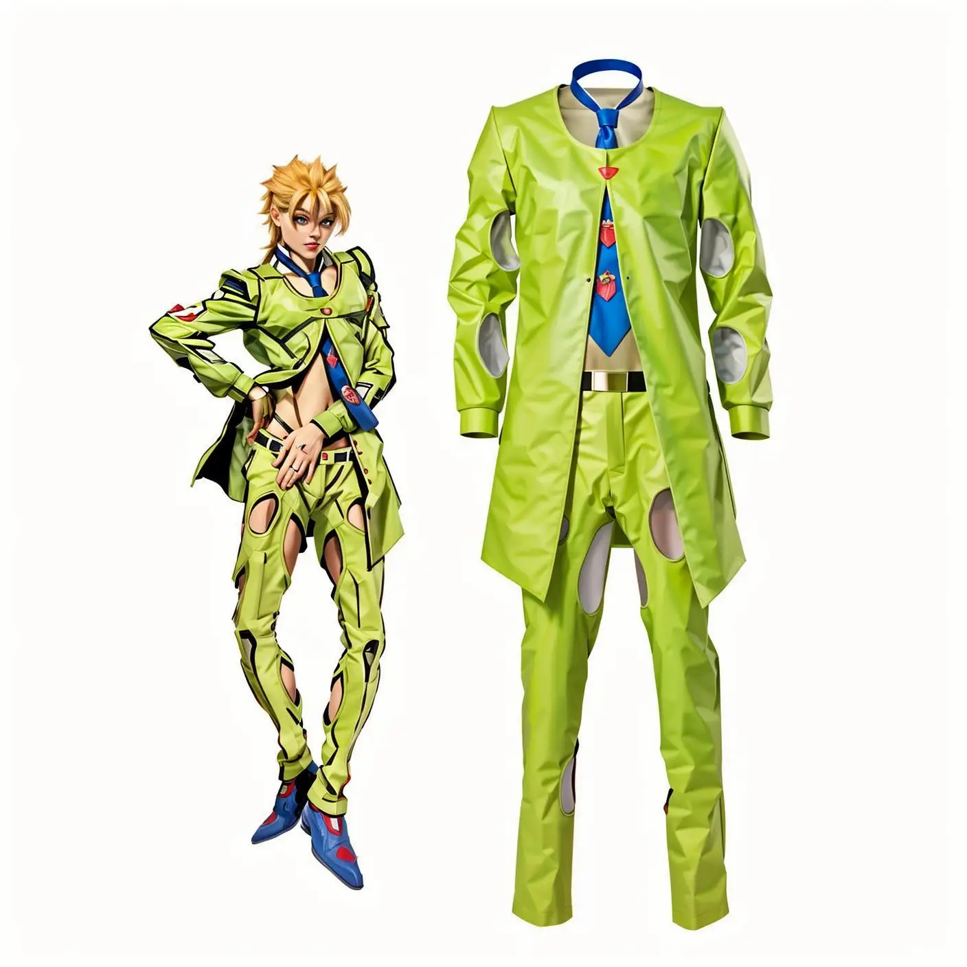 

Anime JOJO's Bizarre Adventure Golden Wind Cosplay Costume Men Pannacotta Fugo Green Uniform Halloween Carnival Party Clothing