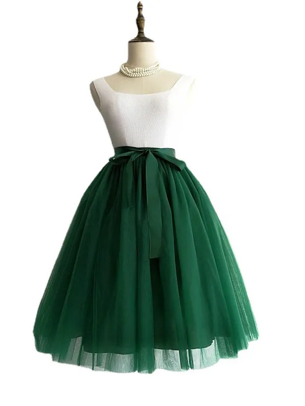2025 New Women's Tulle Skirt Pleated f-length Adult ort Skirt Sweet Sle Mid-waist Design A-line Silhouette  Color