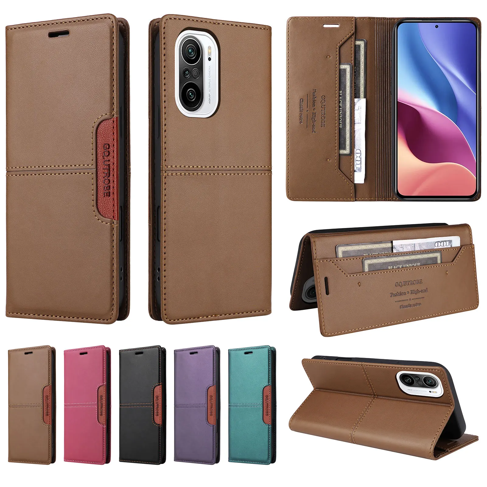 Wallet Card Slot RFID Blocking Magnetic Flip Leather Case For Xiaomi 15T Poco X8 Pro Redmi 15C 14C 13C A5 Note 15 Pro+ 14S Cover