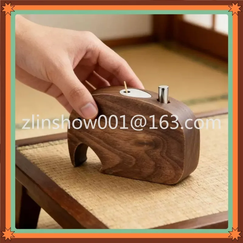 Walnut Solid Wood Elephant Toothpick Box Press Creative Cute Model House Home Restaurant Decoration Ornament
