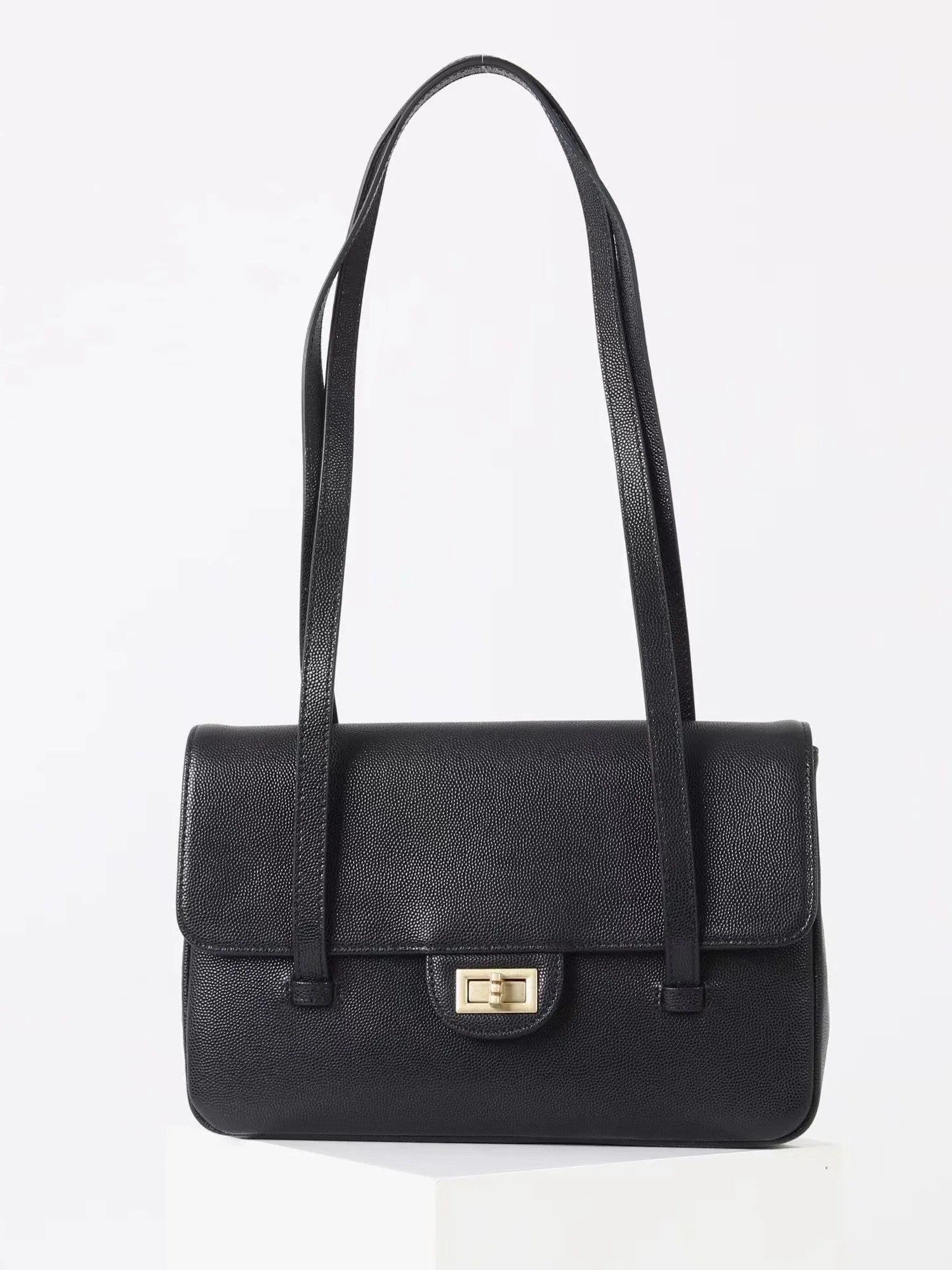 2025 New Retro Small Square Shoulder Bag Women's Top Layer Cowhide Underarm Bag Casual Simple Style Ball Pattern Parfum Style