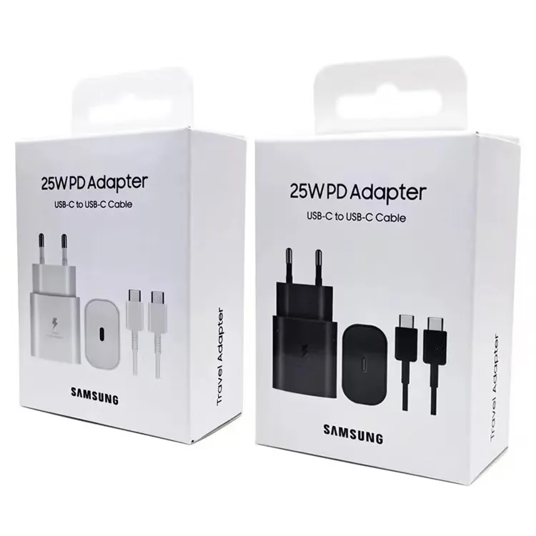 Suitable for Samsung 25W 3A dual C port fast charging S24 S23 Note10 S20 S21 Note20 super fast charging head 25w data cable
