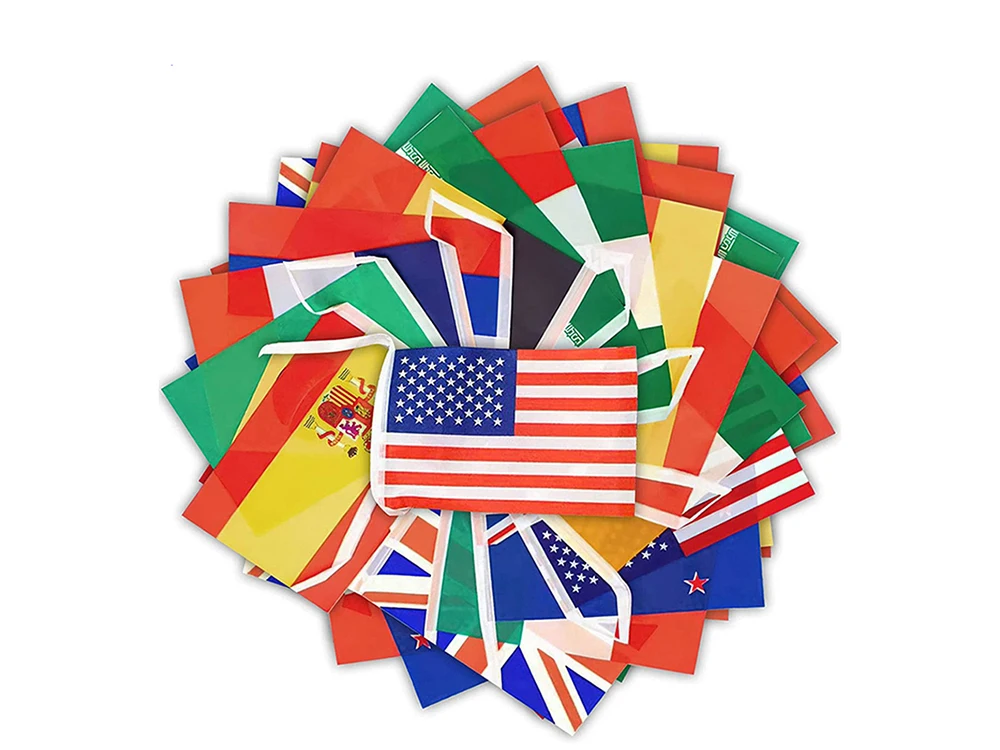 World Nations Flag 14x21cm 20x30cm 32Pcs String Flag Countries Around The World Nations Flag Games Hanging banner