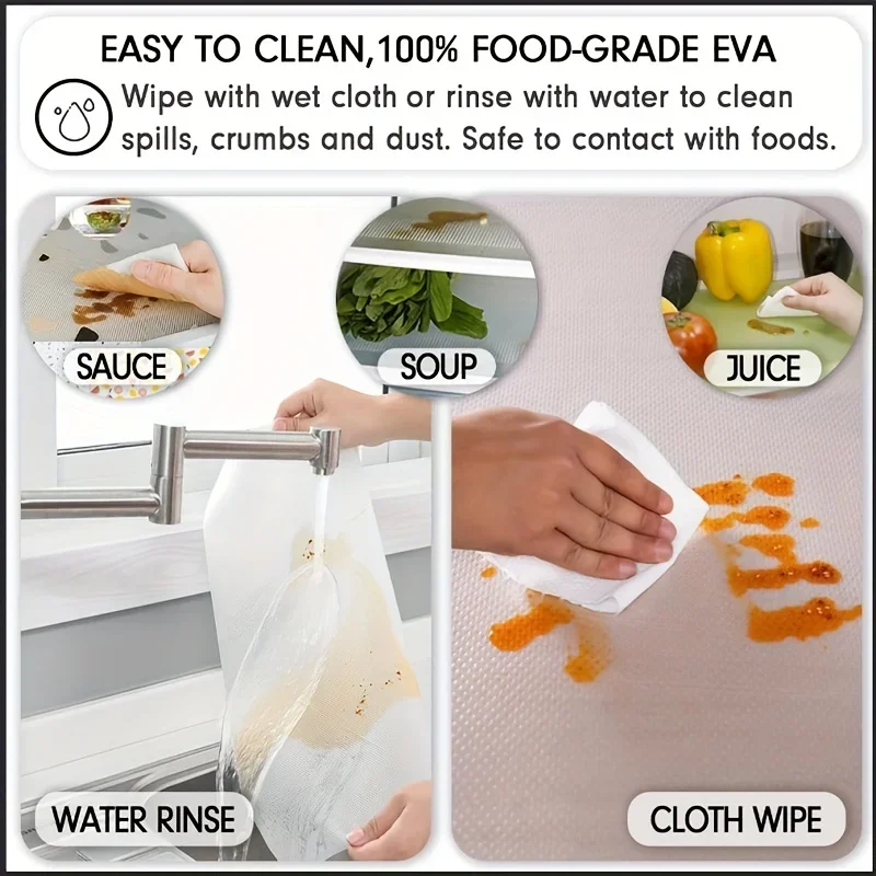 4PCS EVA Refrigerator Liners for Shelves Washable Can Be Cut Fridge Shelf Liner Waterproof Fridge Pads Mat