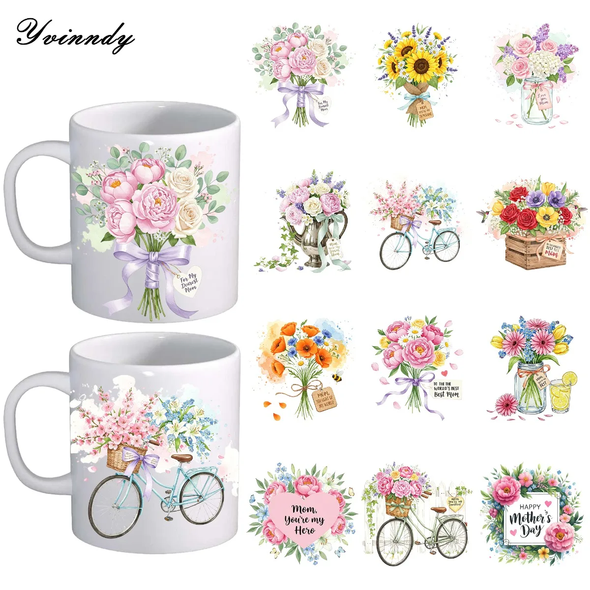 Uv Dtf Transfer Wraps 12Pcs/Set Fun Animals And Flowers DIY Glass Jar Packaging Stickers UV DTF