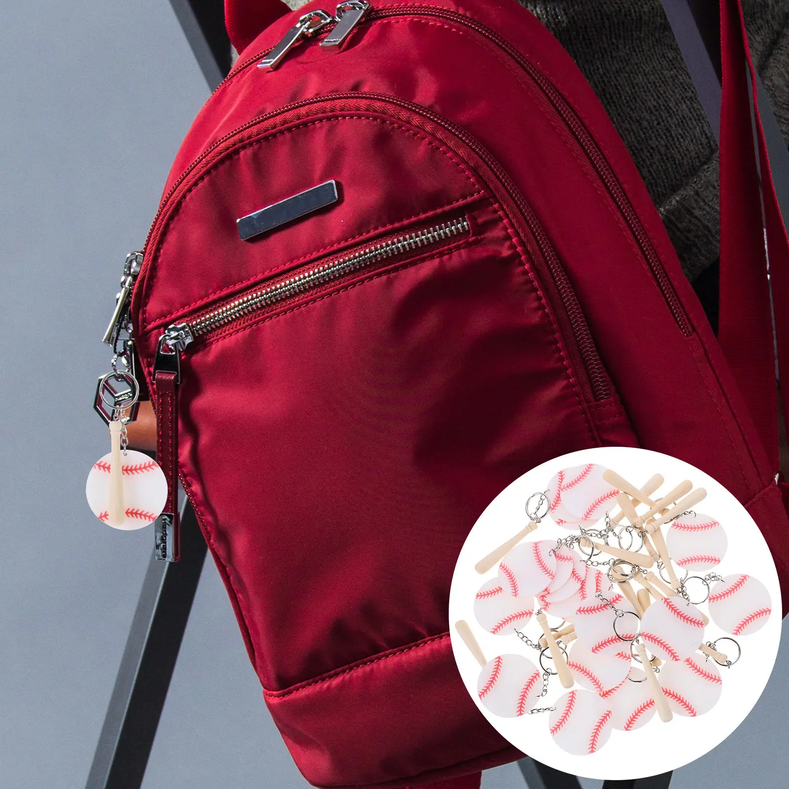 

Набор из 18 модных брелоков в виде бейсбольных бит для сумок, рюкзаков и ключей, спортивные аксессуары