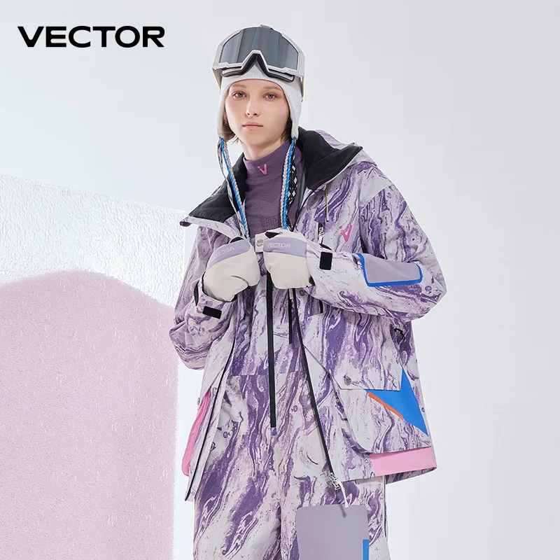 بدلة تزلج قطنية مكونة من قطعتين للجنسين من VECTOR مقاومة للرياح ومقاومة للماء للتزلج في الهواء الطلق وأنشطة الخريف/الشتاء